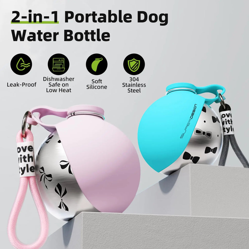 2-in-1 Portable Dog Water Bottle – Leak-Proof Travel Hydration Bottle for Small Dogs
