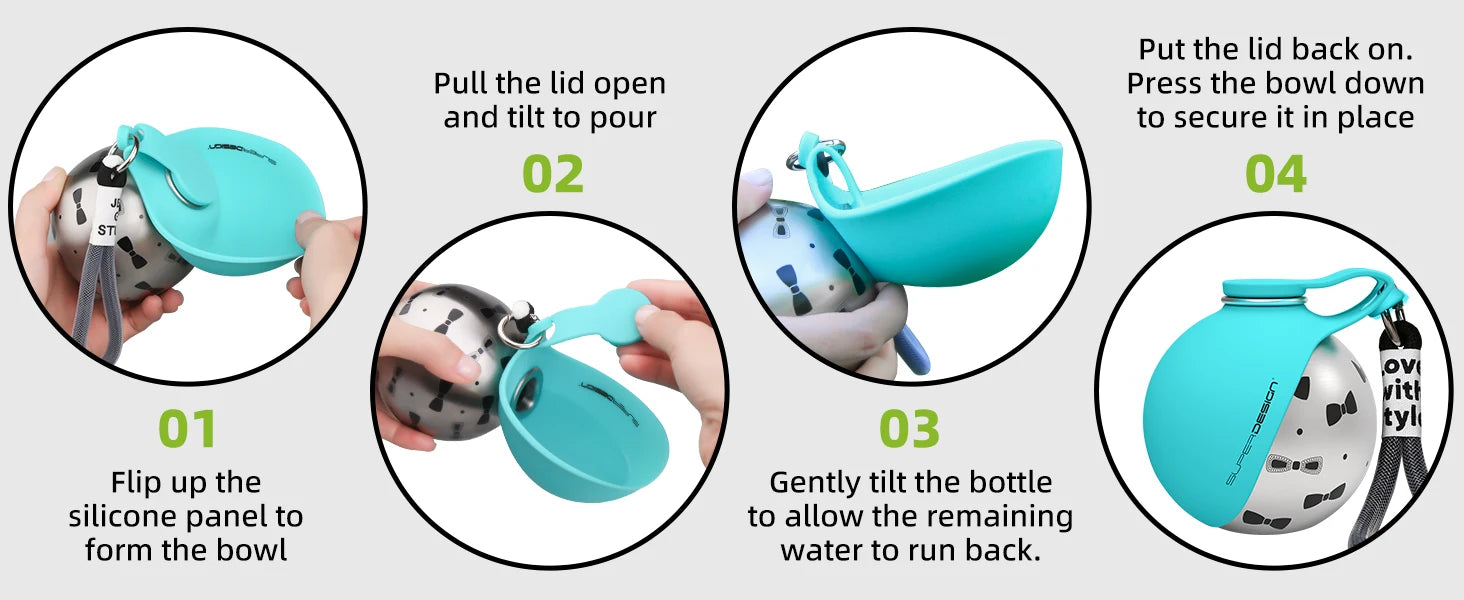 2-in-1 Portable Dog Water Bottle – Leak-Proof Travel Hydration Bottle for Small Dogs