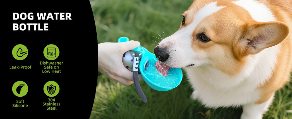 2-in-1 Portable Dog Water Bottle – Leak-Proof Travel Hydration Bottle for Small Dogs