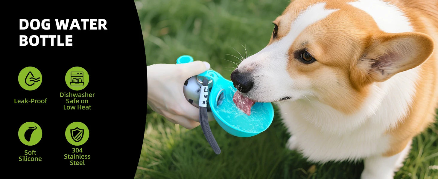 2-in-1 Portable Dog Water Bottle – Leak-Proof Travel Hydration Bottle for Small Dogs