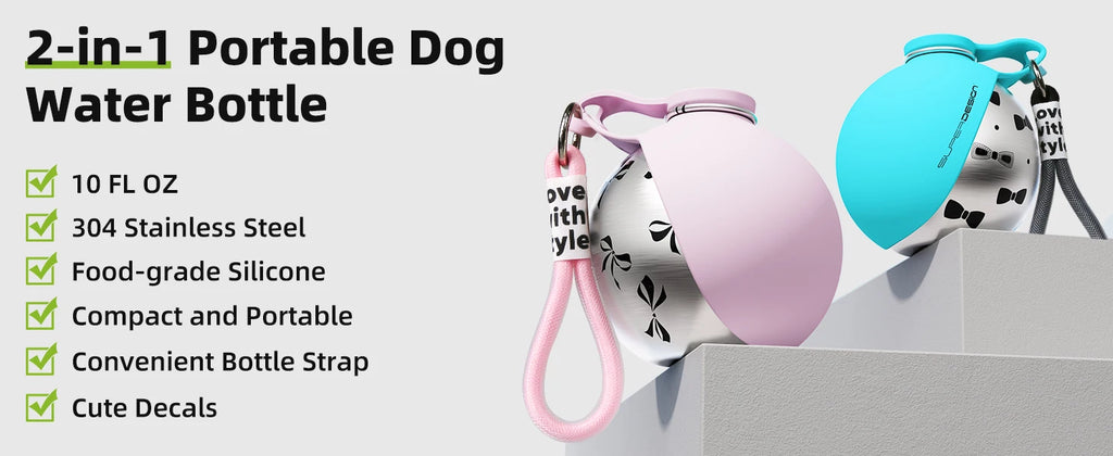2-in-1 Portable Dog Water Bottle – Leak-Proof Travel Hydration Bottle for Small Dogs