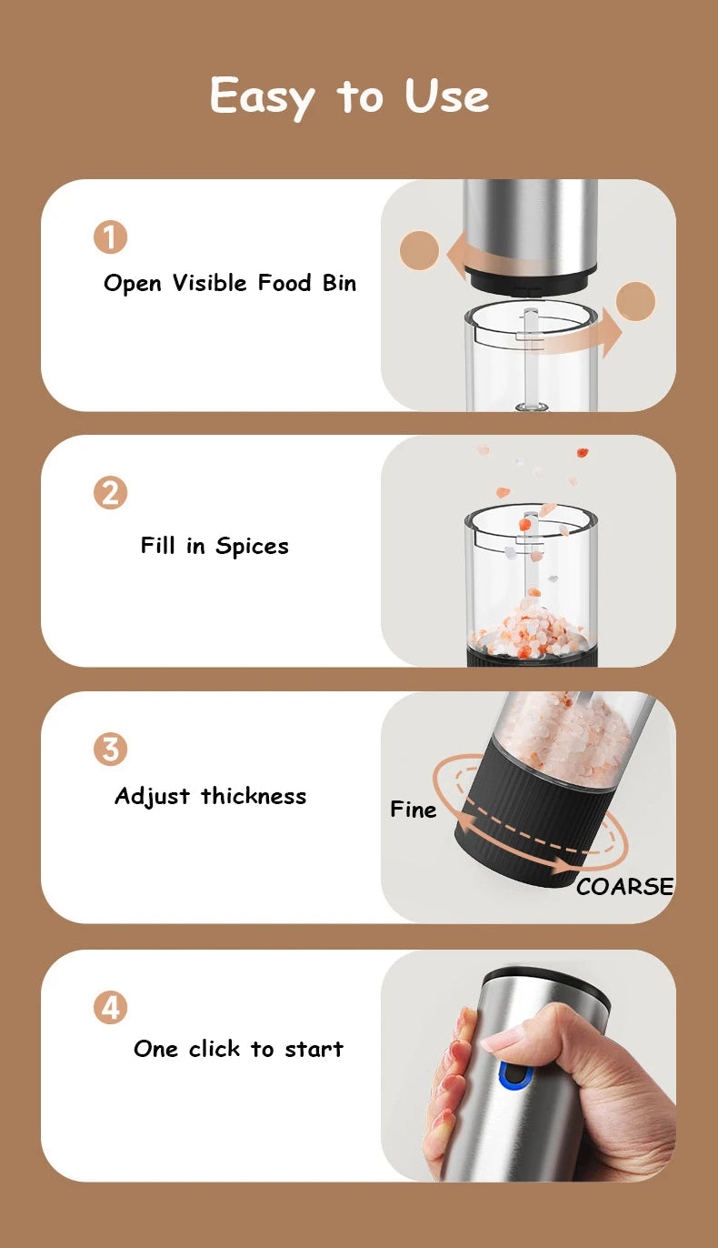 Rechargeable Electric Salt and Pepper Grinder Set
