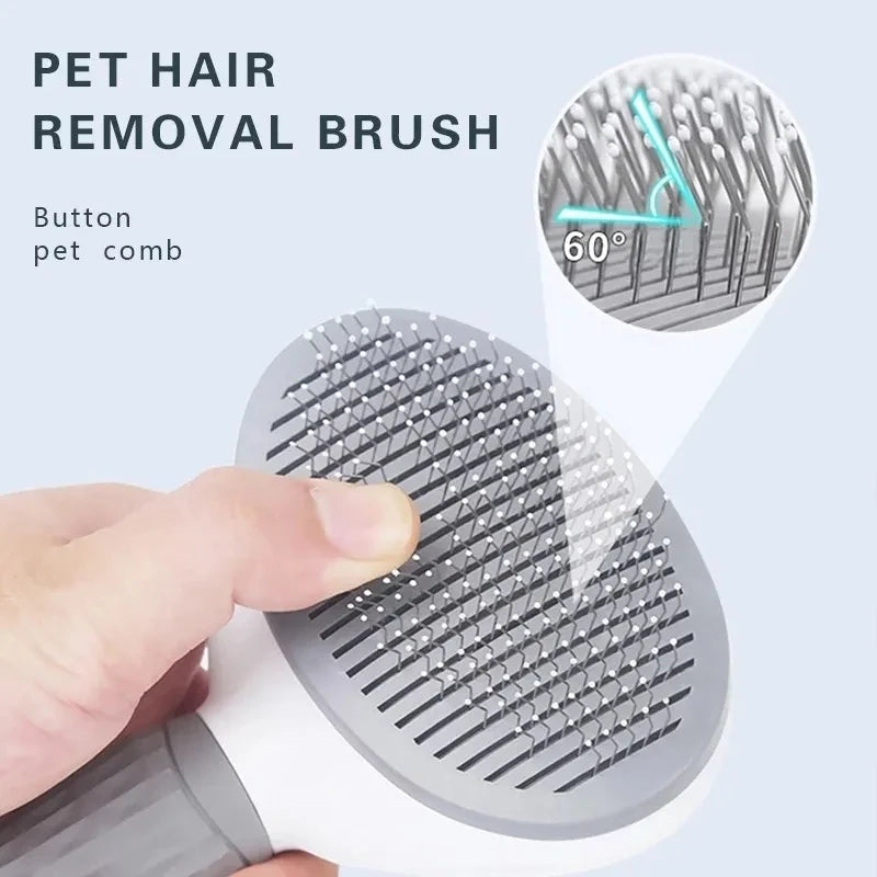 Self-Cleaning Pet Grooming Brush for Dogs & Cats – Gentle Hair Removal Comb