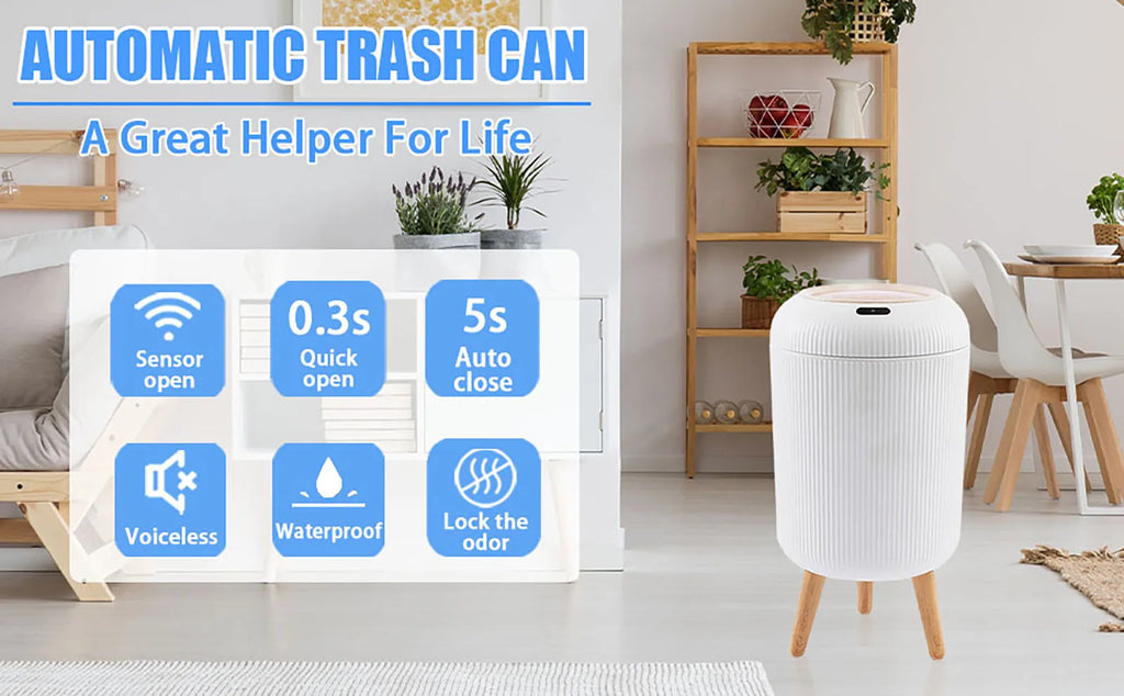 Smart Motion Sensor Trash Can with Lid