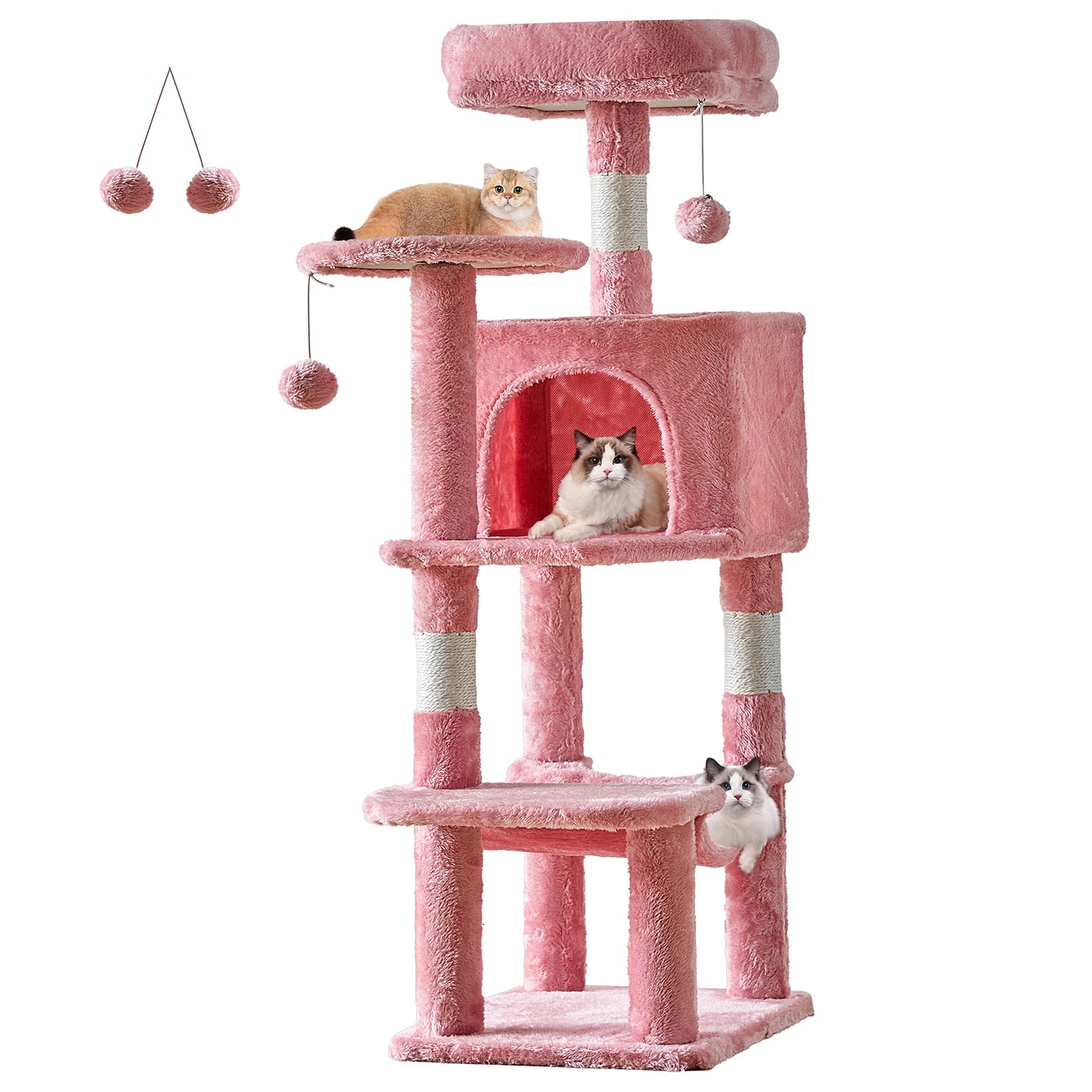 44-Inch Multi-Level Cat Climbing Tree with Sisal Scratching Posts