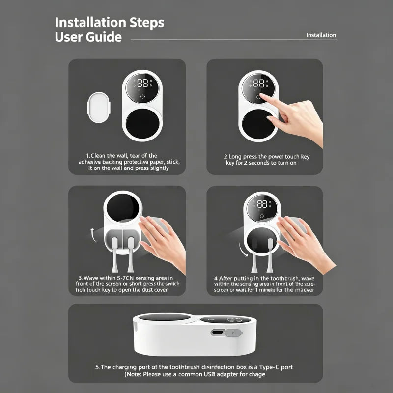 Smart Portable Toothbrush Sterilizer with Charge Display