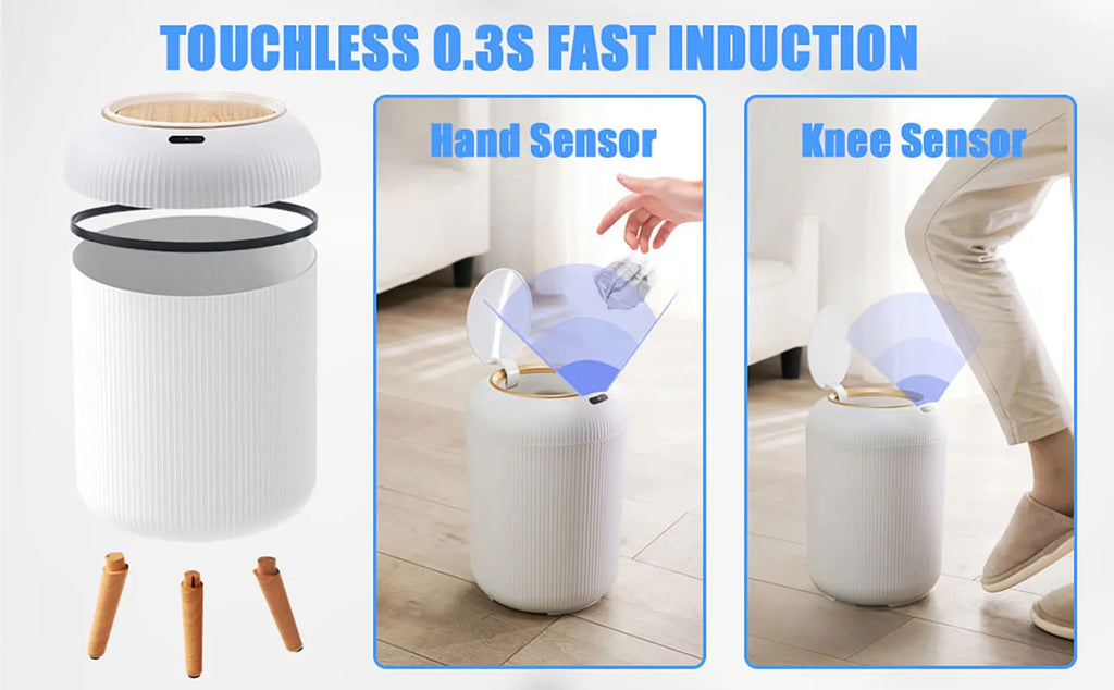 Smart Motion Sensor Trash Can with Lid