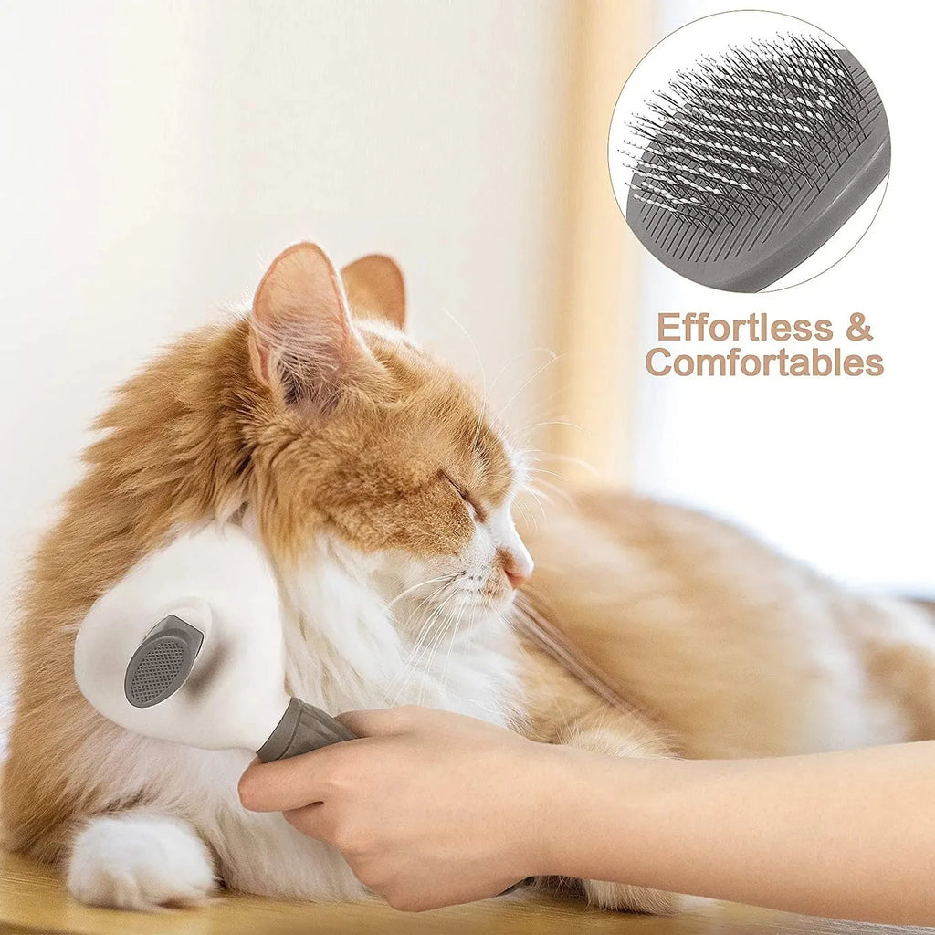 Self-Cleaning Pet Grooming Brush for Dogs & Cats – Gentle Hair Removal Comb
