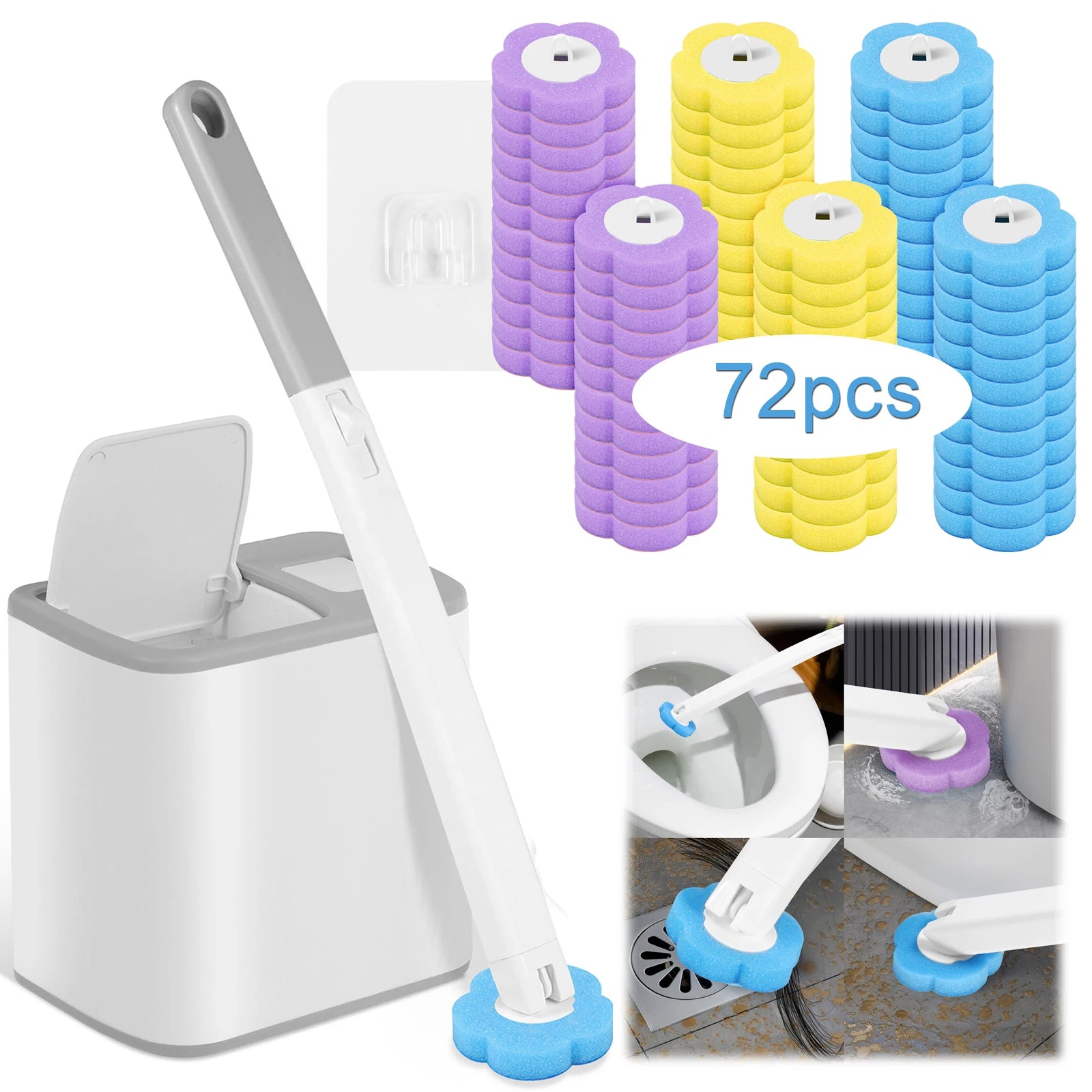Disposable Toilet Brush Set with Elegant Holder