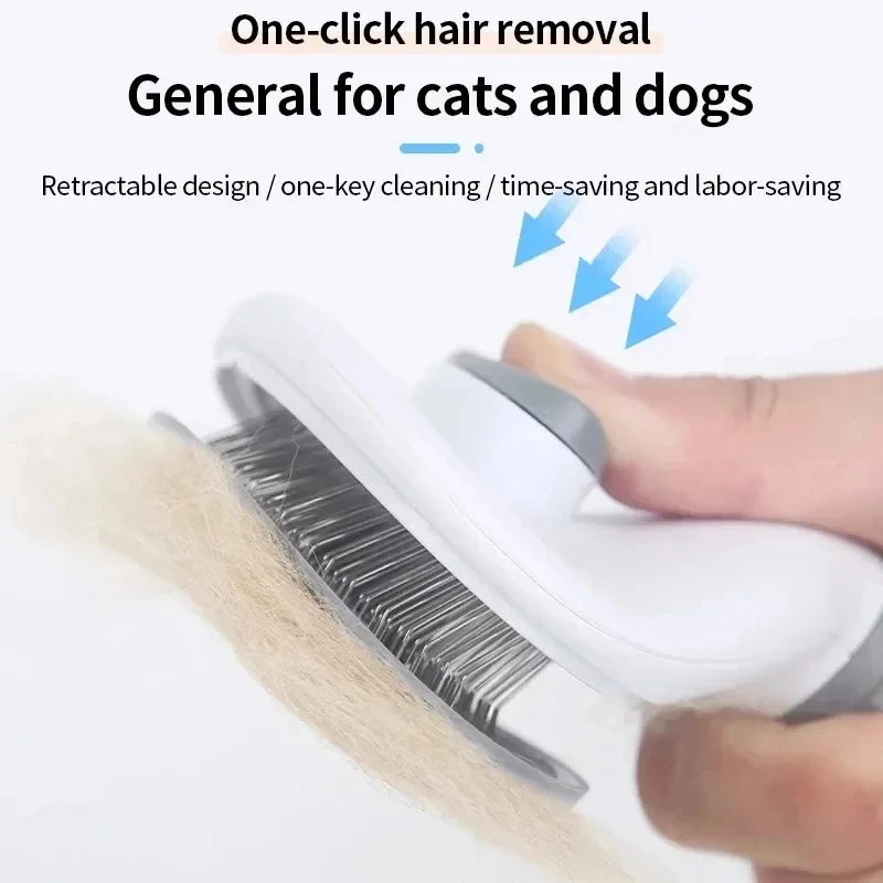 Self-Cleaning Pet Grooming Brush for Dogs & Cats – Gentle Hair Removal Comb