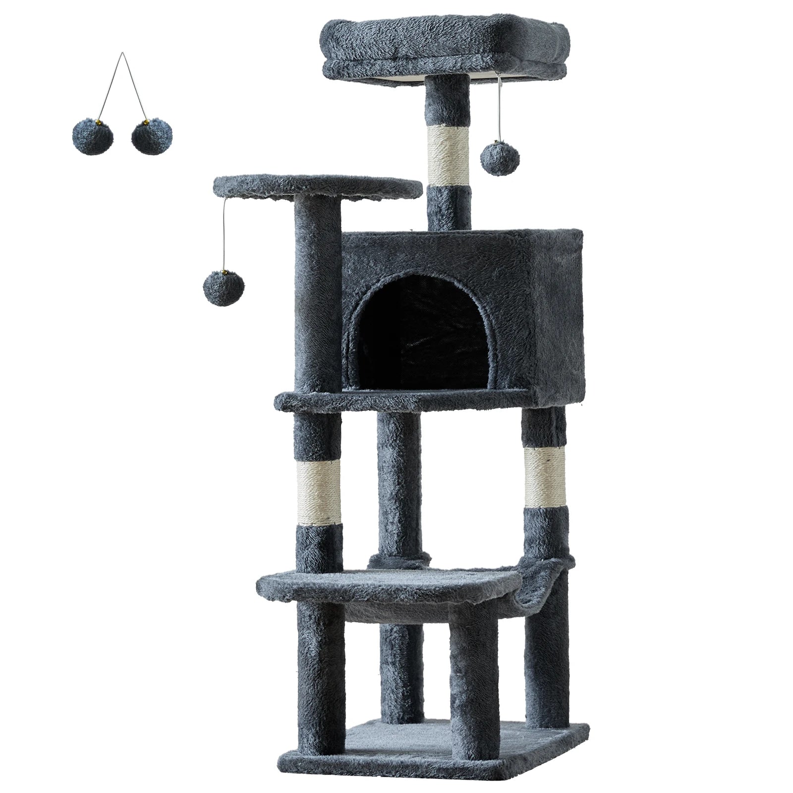 44-Inch Multi-Level Cat Climbing Tree with Sisal Scratching Posts