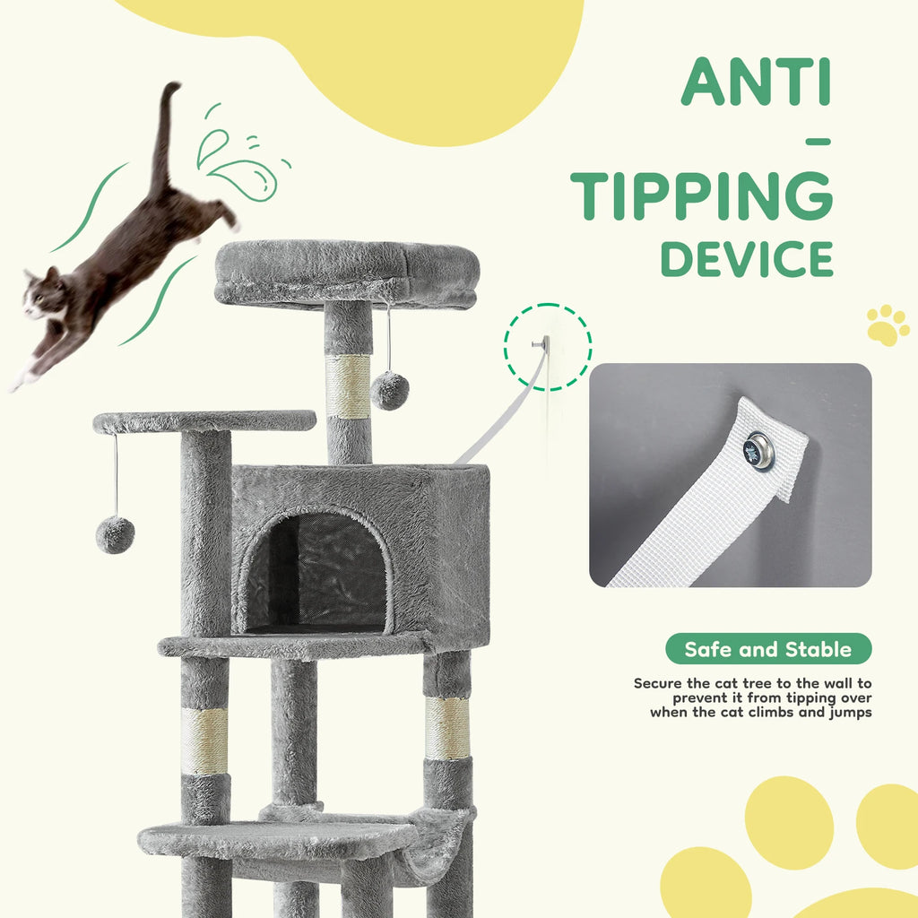 44-Inch Multi-Level Cat Climbing Tree with Sisal Scratching Posts