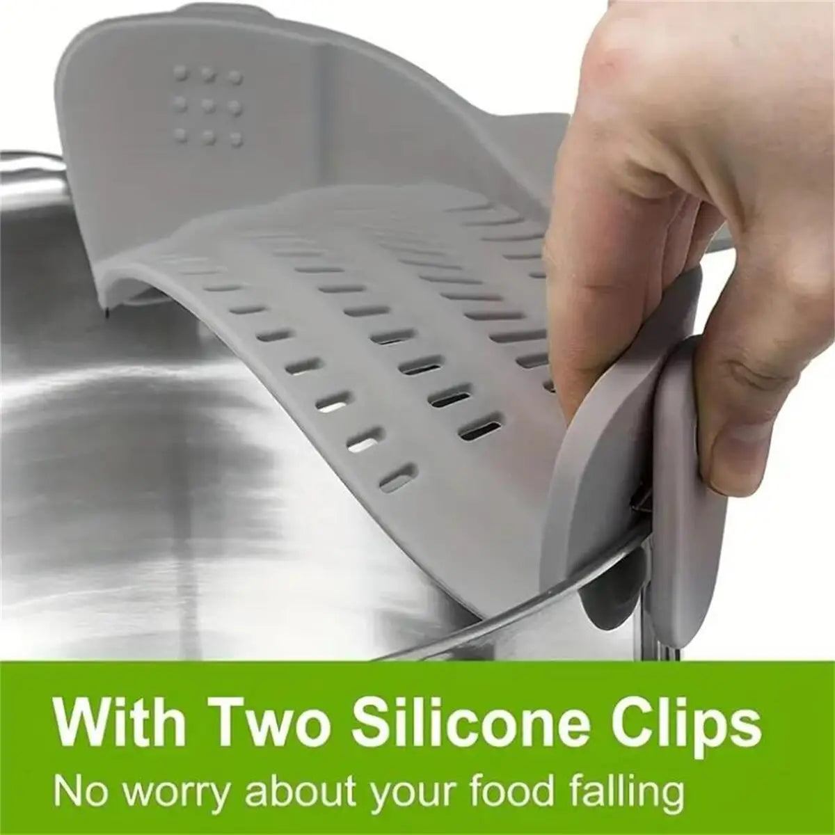 Adjustable Clip-On Pot Strainer for Easy Draining