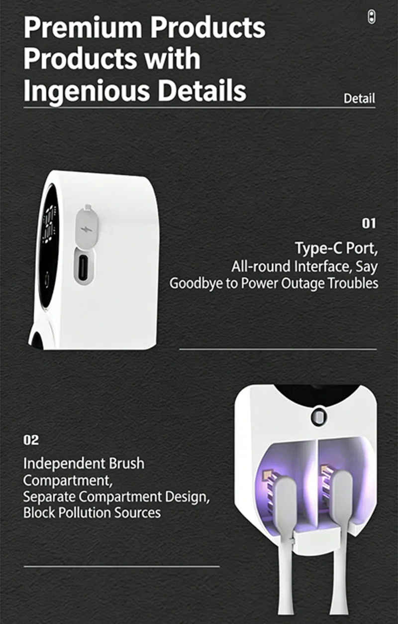 Smart Portable Toothbrush Sterilizer with Charge Display