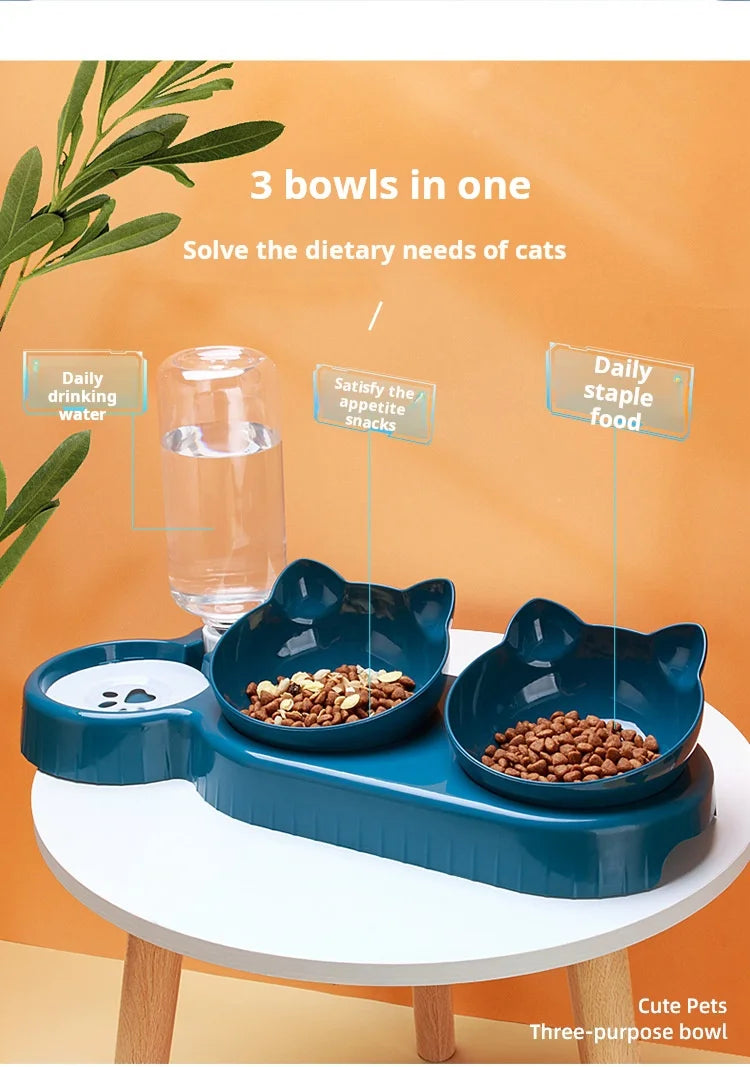 3-in-1 Cat Food & Water Bowl.