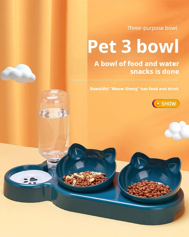 3-in-1 Cat Food & Water Bowl.