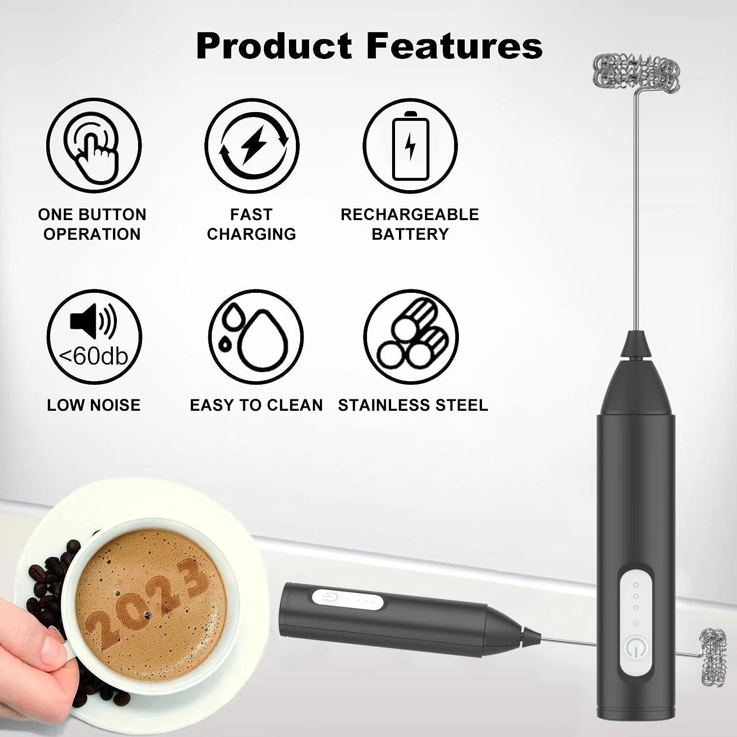 Rechargeable Beverage Foam Mixer