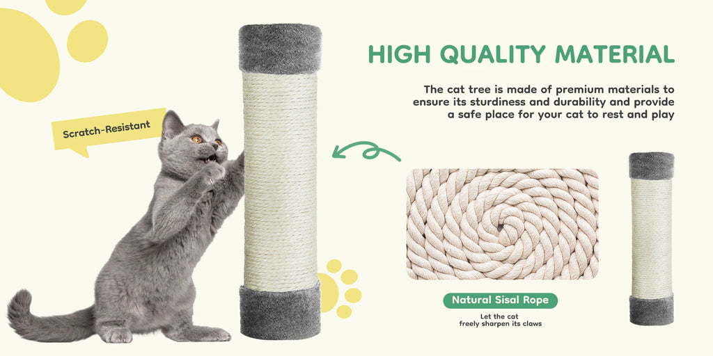 44-Inch Multi-Level Cat Climbing Tree with Sisal Scratching Posts