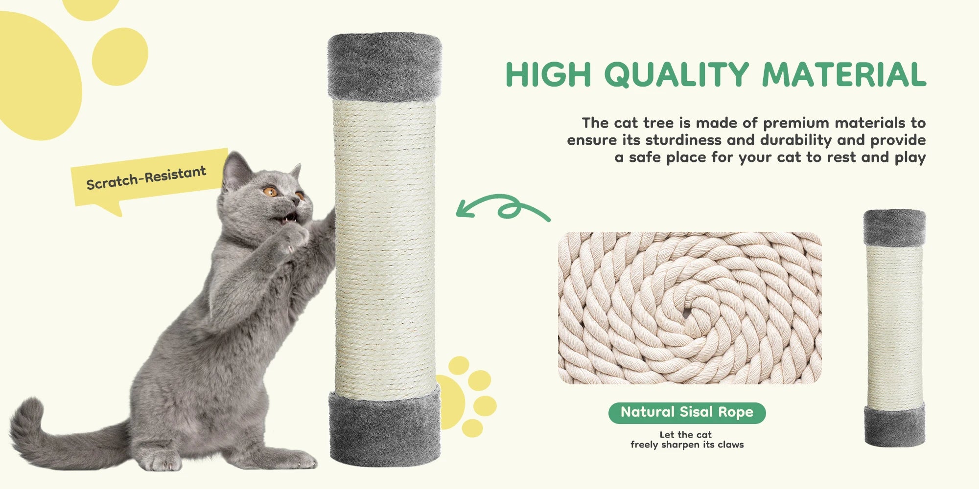 44-Inch Multi-Level Cat Climbing Tree with Sisal Scratching Posts