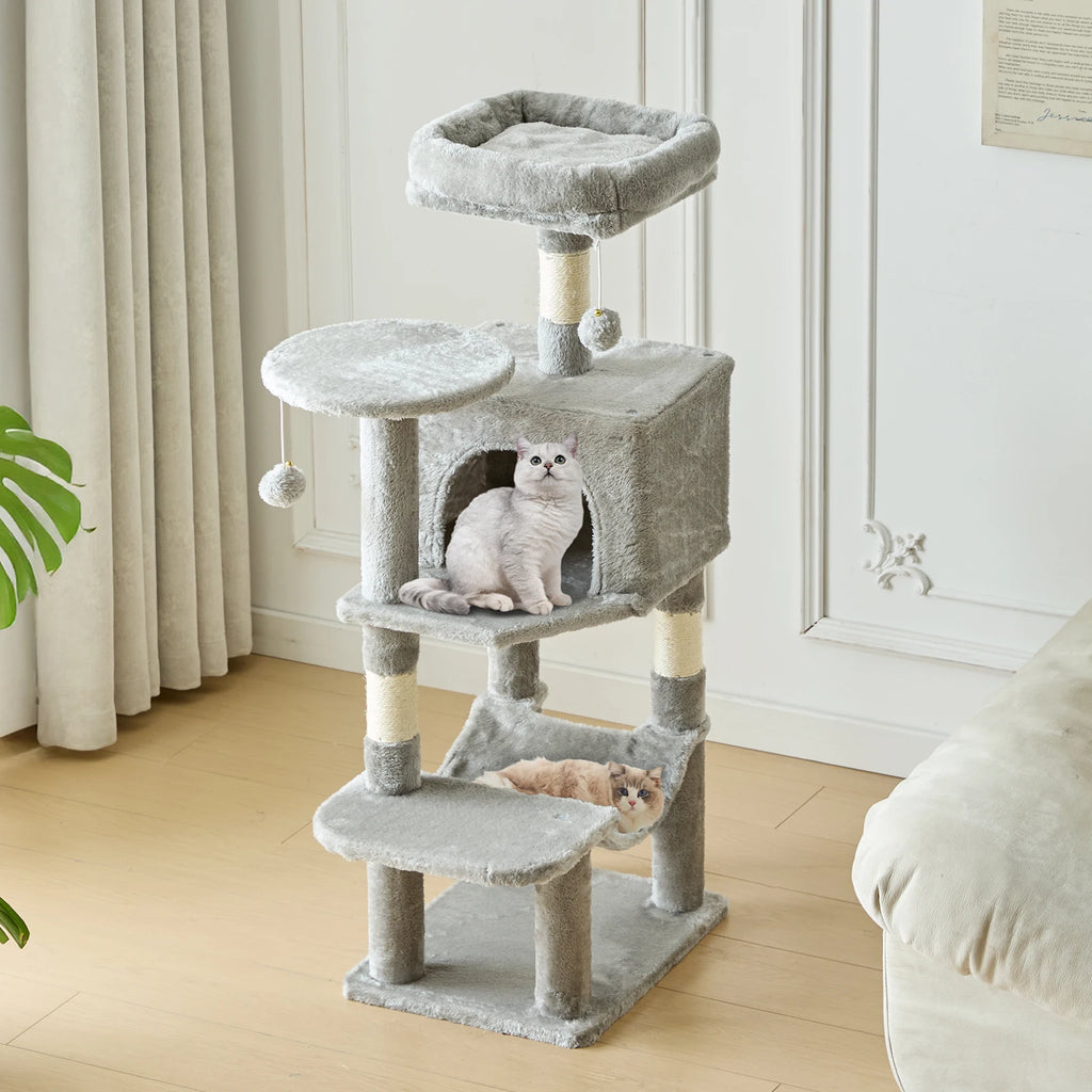 44-Inch Multi-Level Cat Climbing Tree with Sisal Scratching Posts