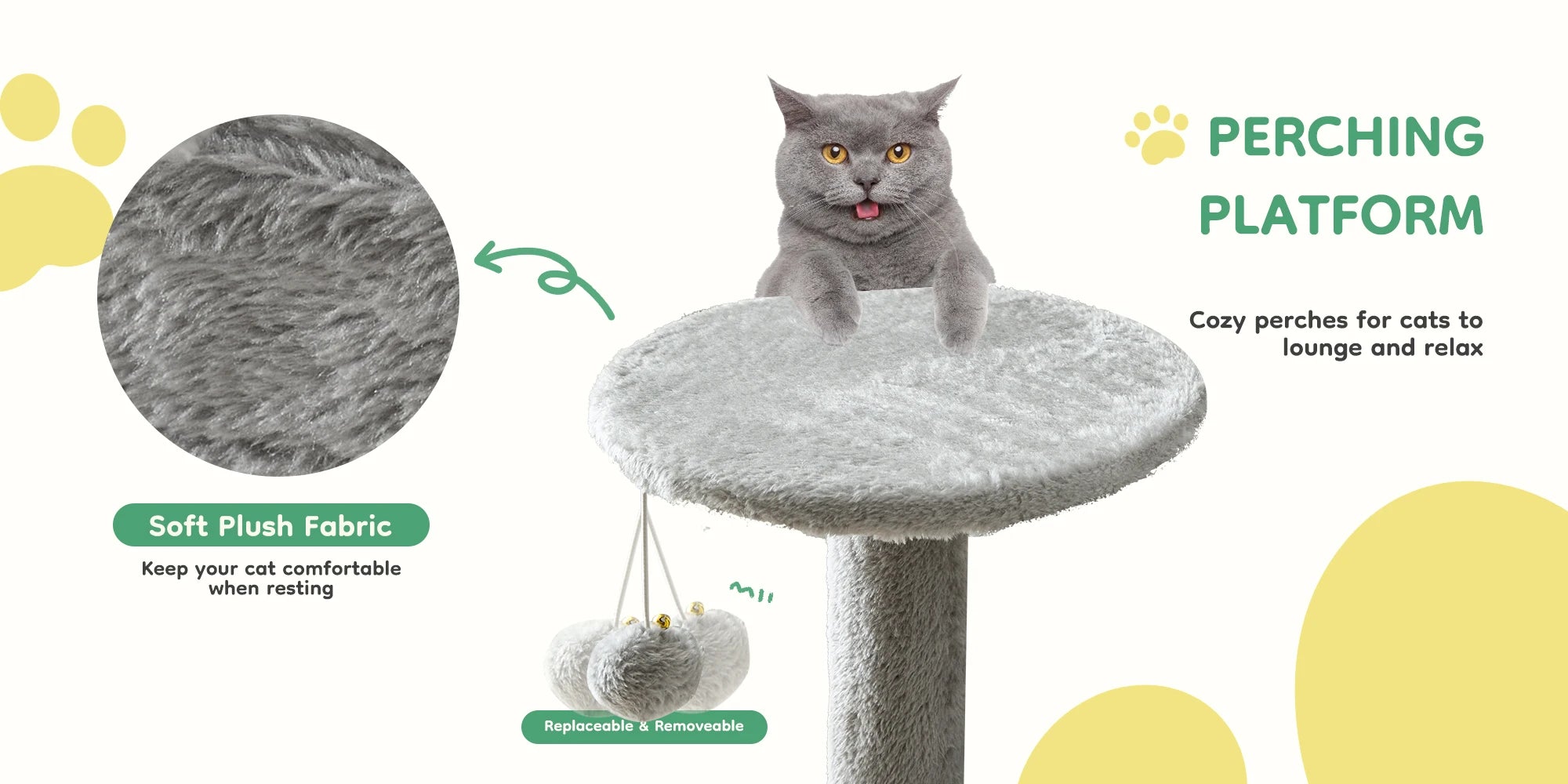 44-Inch Multi-Level Cat Climbing Tree with Sisal Scratching Posts
