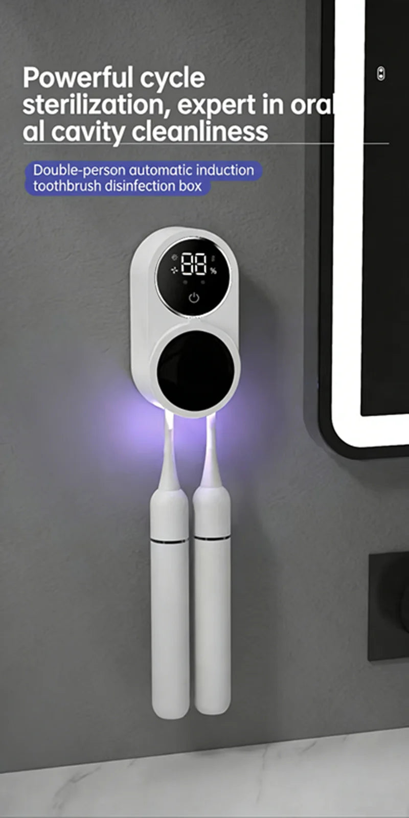 Smart Portable Toothbrush Sterilizer with Charge Display