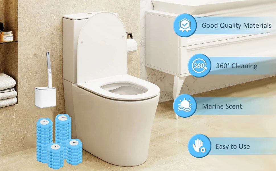 Disposable Toilet Brush Set with Elegant Holder