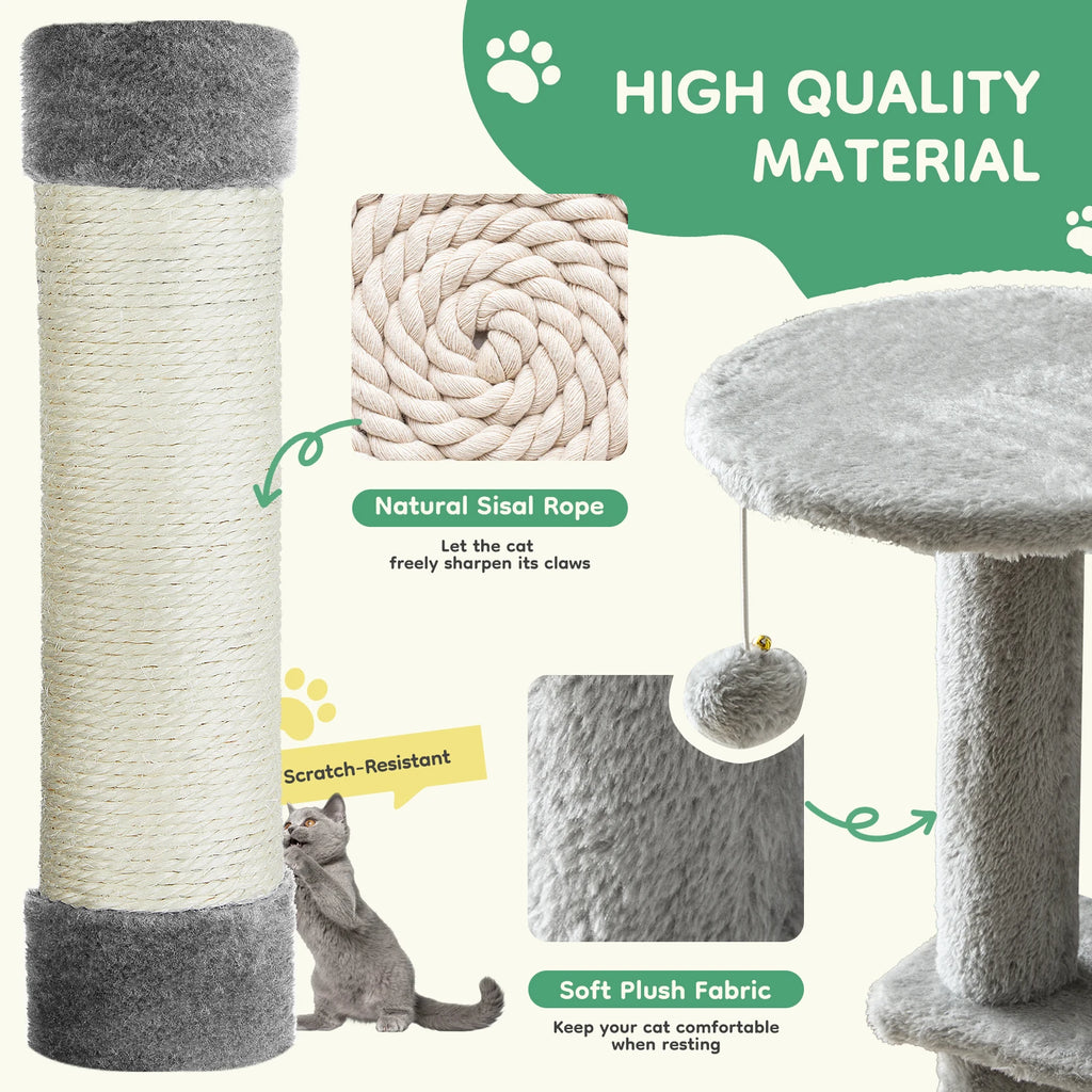 44-Inch Multi-Level Cat Climbing Tree with Sisal Scratching Posts