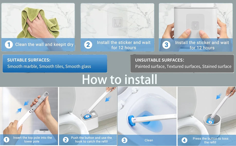 Disposable Toilet Brush Set with Elegant Holder