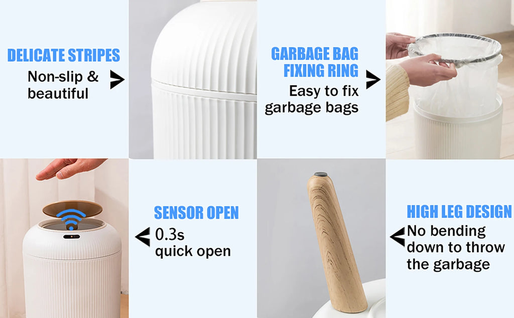 Smart Motion Sensor Trash Can with Lid