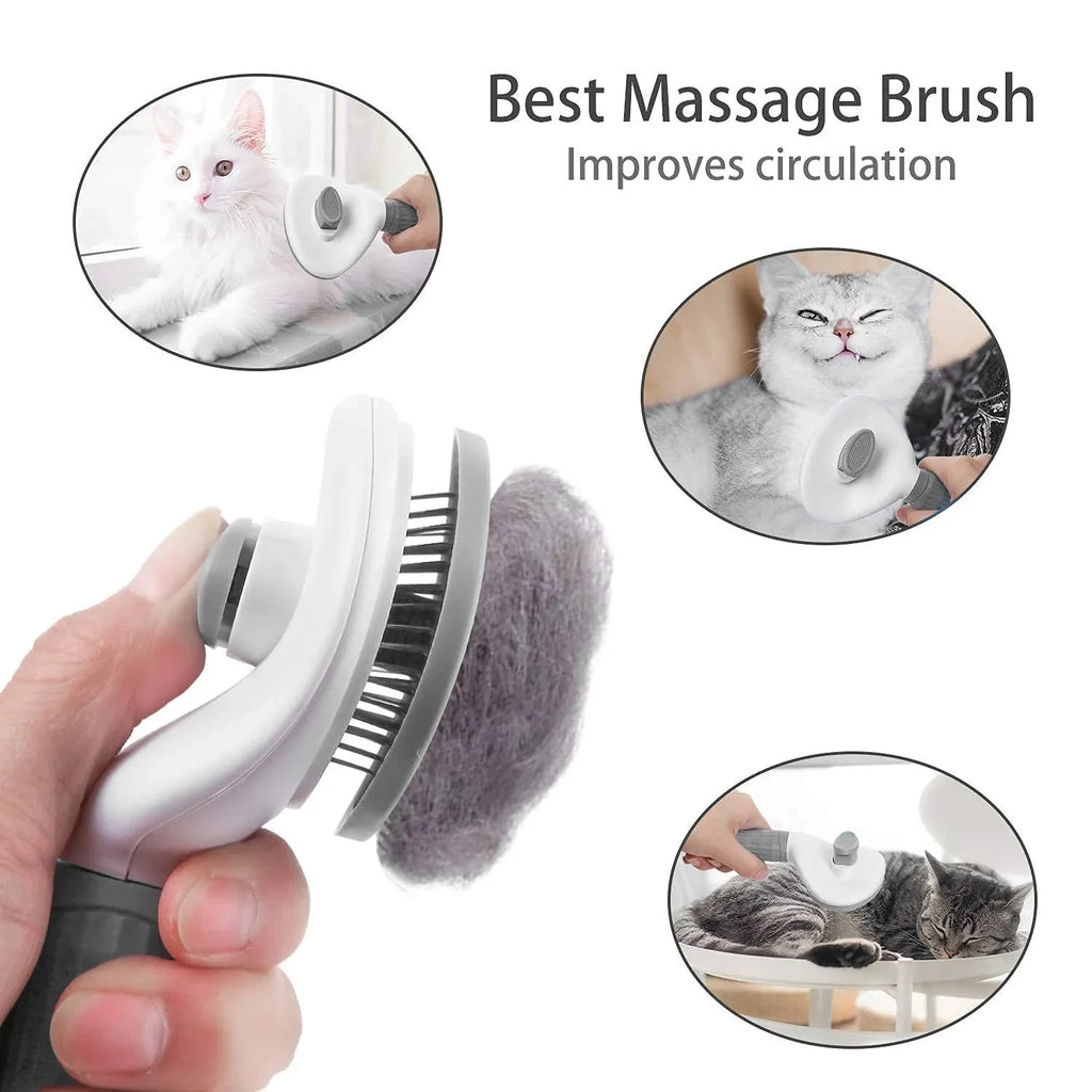 Self-Cleaning Pet Grooming Brush for Dogs & Cats – Gentle Hair Removal Comb