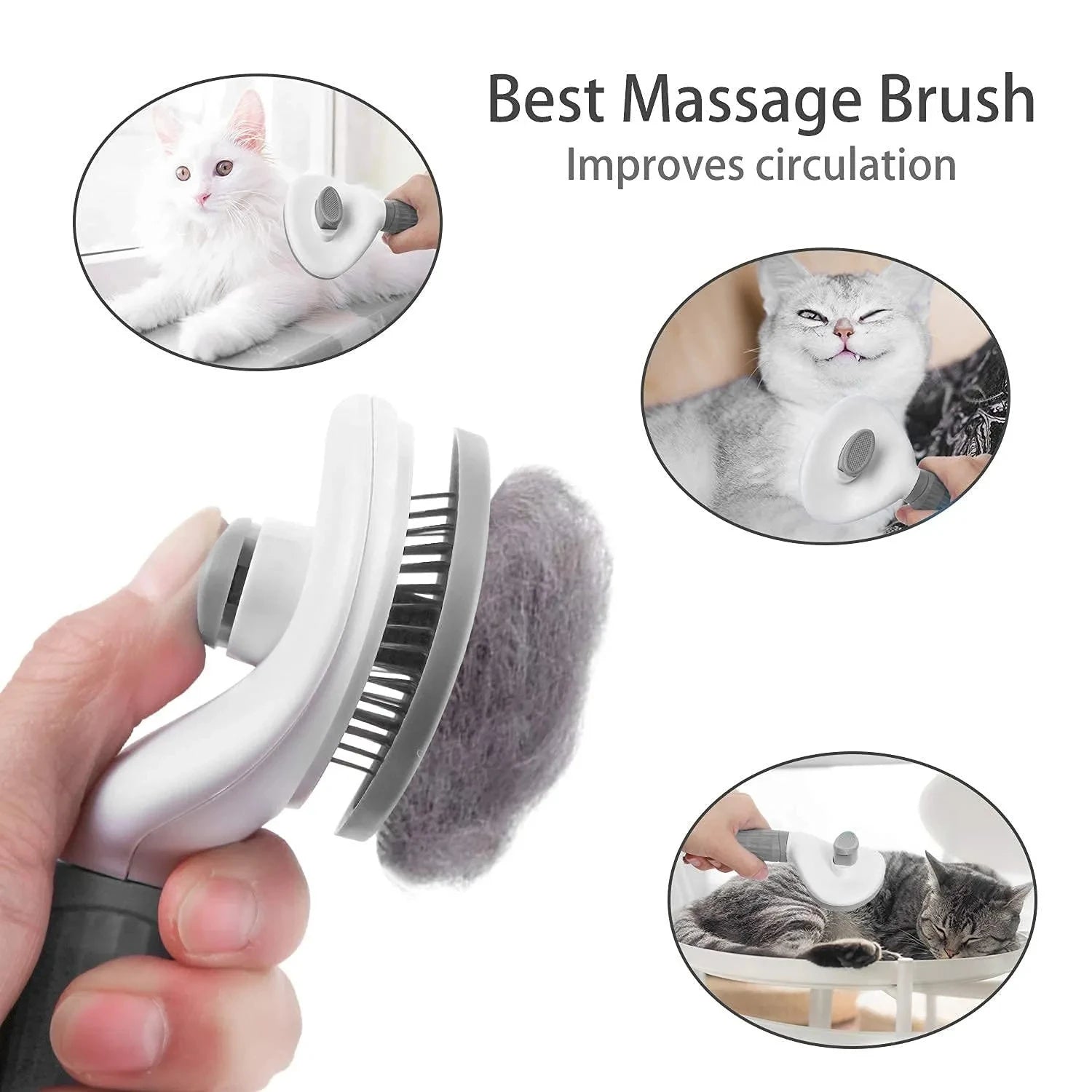 Self-Cleaning Pet Grooming Brush for Dogs & Cats – Gentle Hair Removal Comb