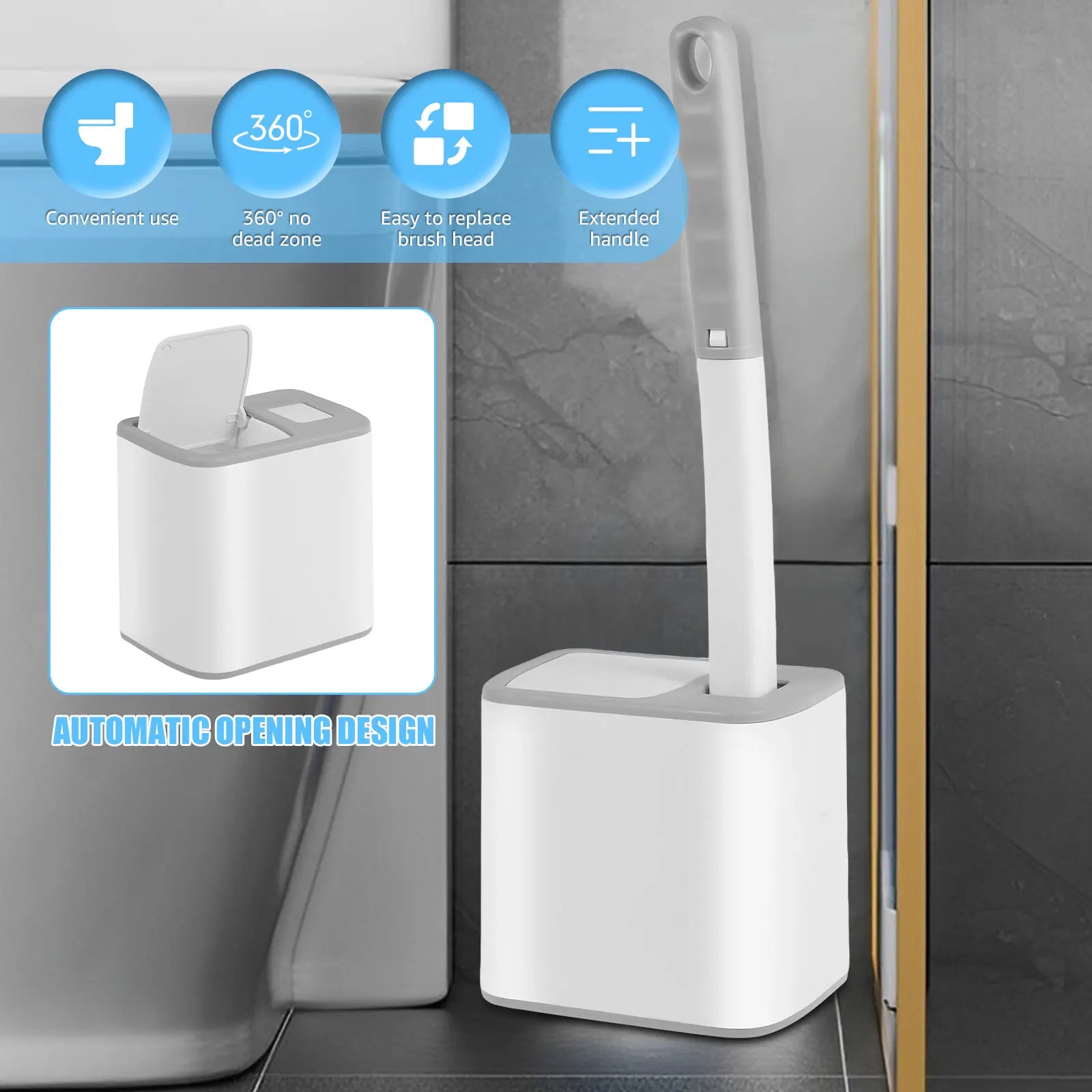 Disposable Toilet Brush Set with Elegant Holder