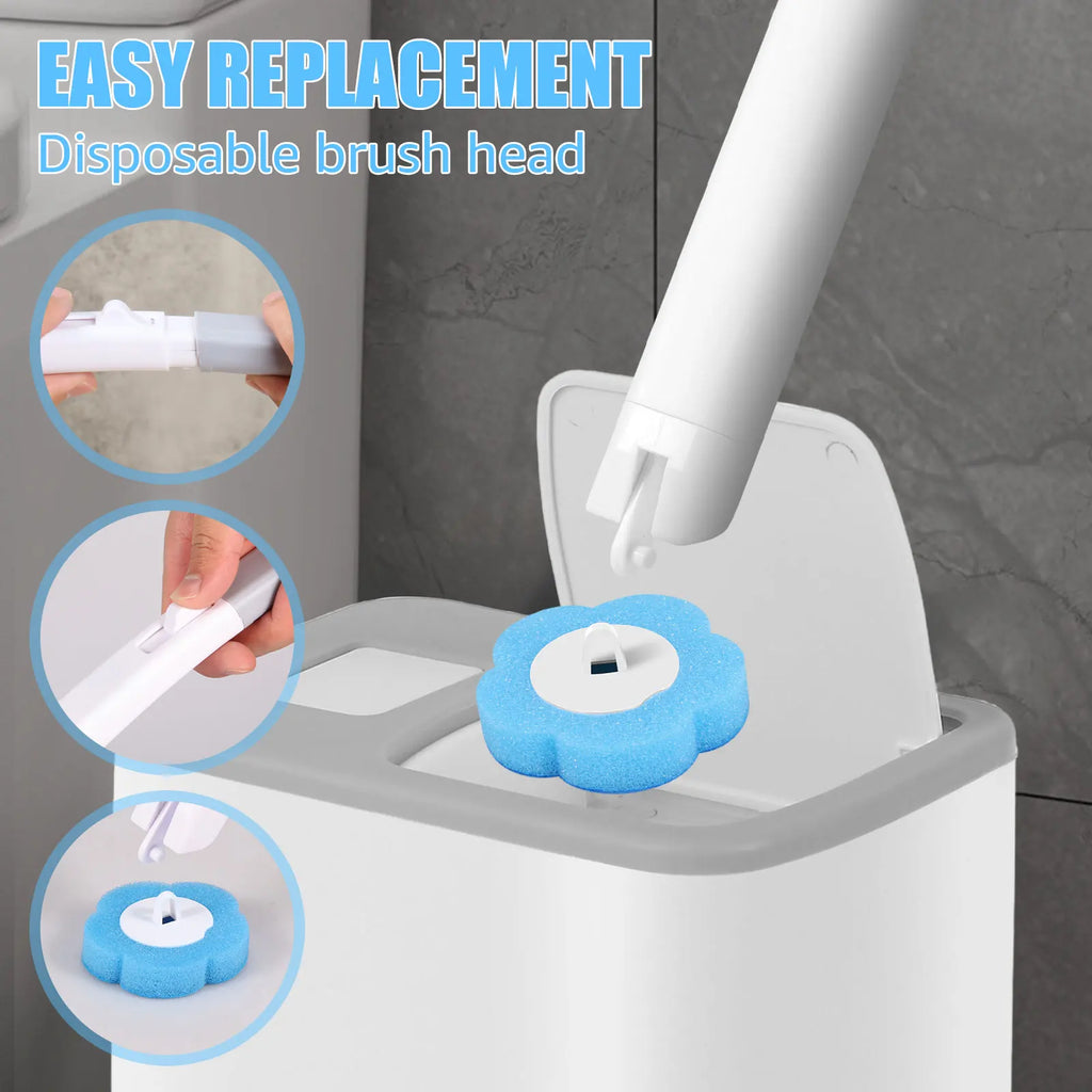 Disposable Toilet Brush Set with Elegant Holder