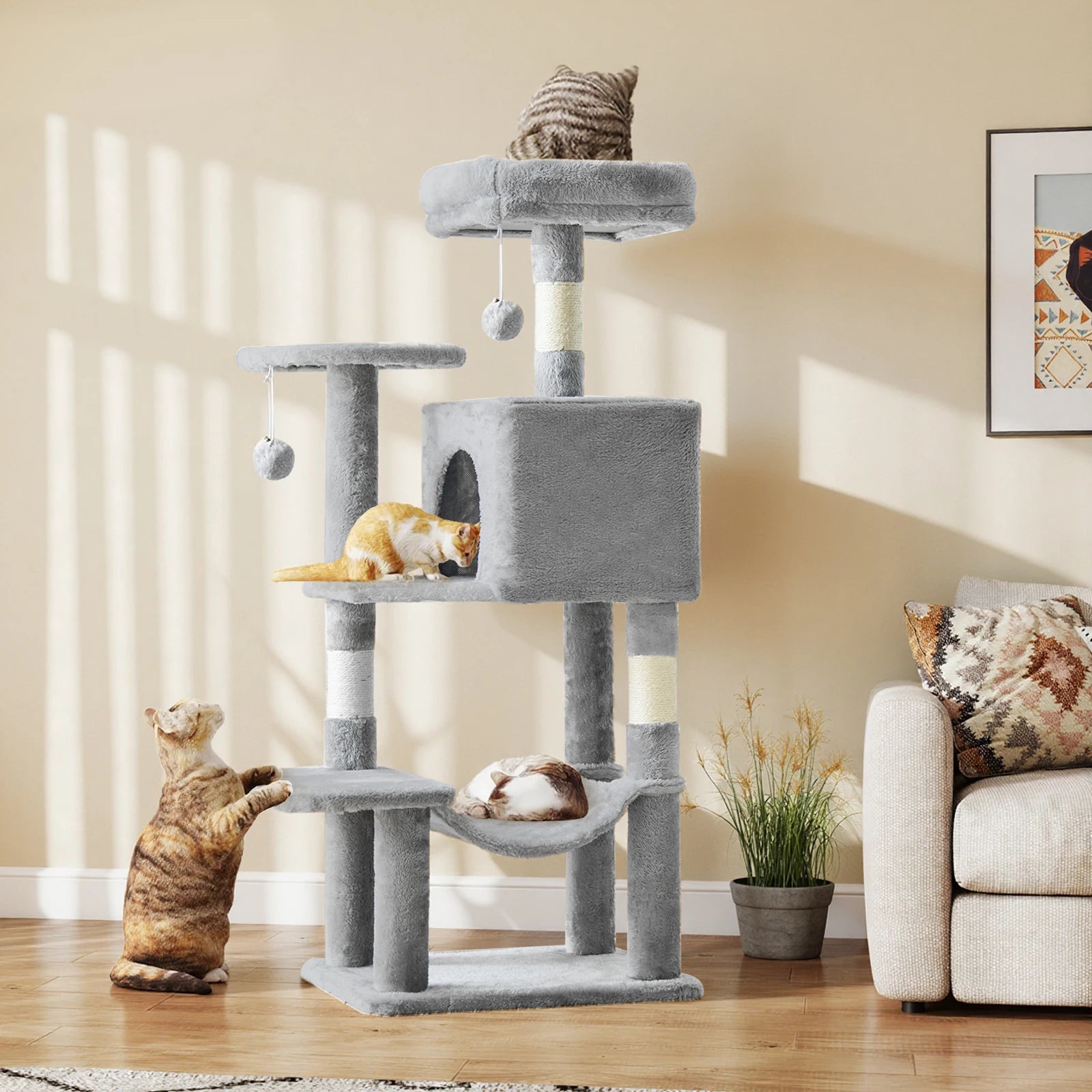 44-Inch Multi-Level Cat Climbing Tree with Sisal Scratching Posts
