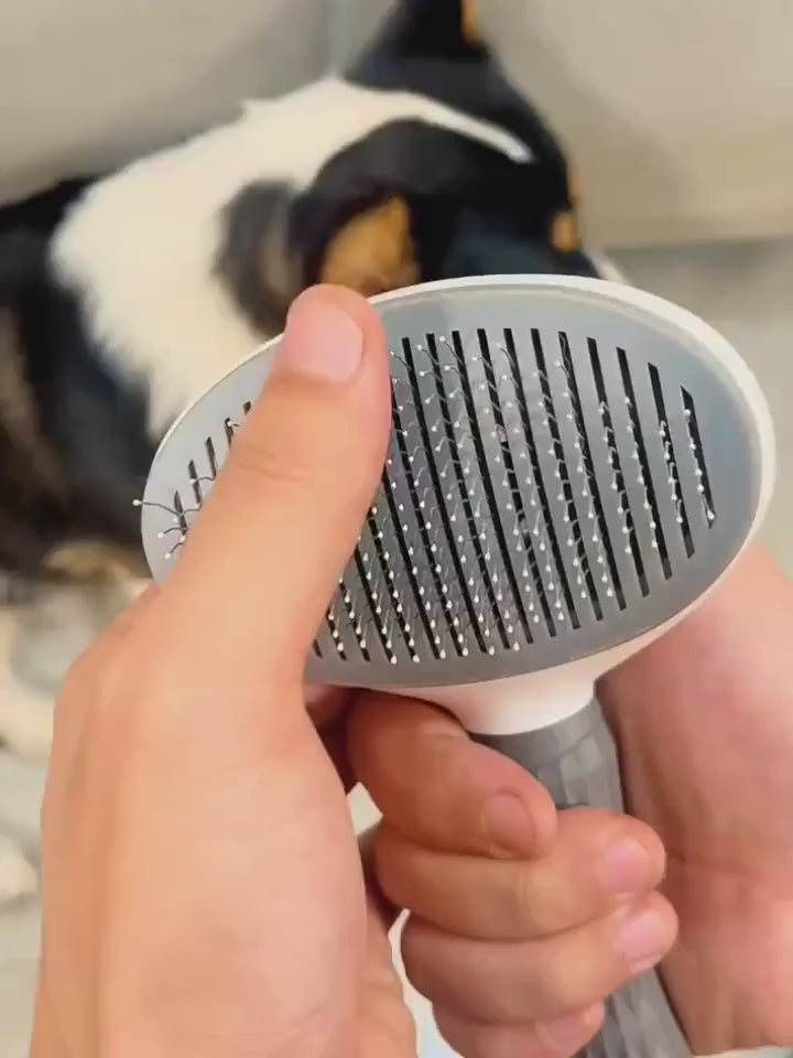 Self-Cleaning Pet Grooming Brush for Dogs & Cats – Gentle Hair Removal Comb